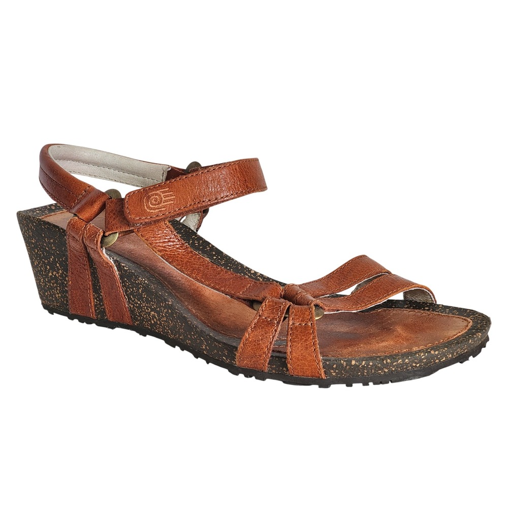 Teva Ventura Cork 2 Leather Wedge Sandals Brown Ankle Strap 4253 Womens Size 8